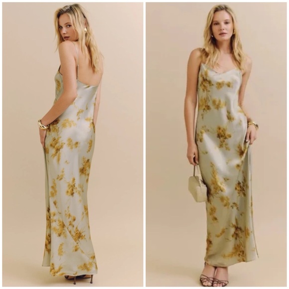 Reformation Parma Silk Maxi Golden Hour Dress SZ S - Picture 2 of 8